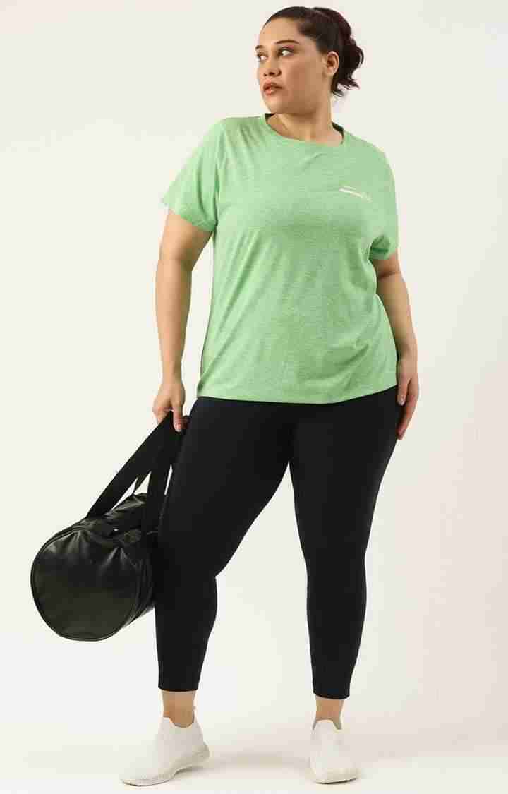 Women's Green Solid Polyester T-Shirts