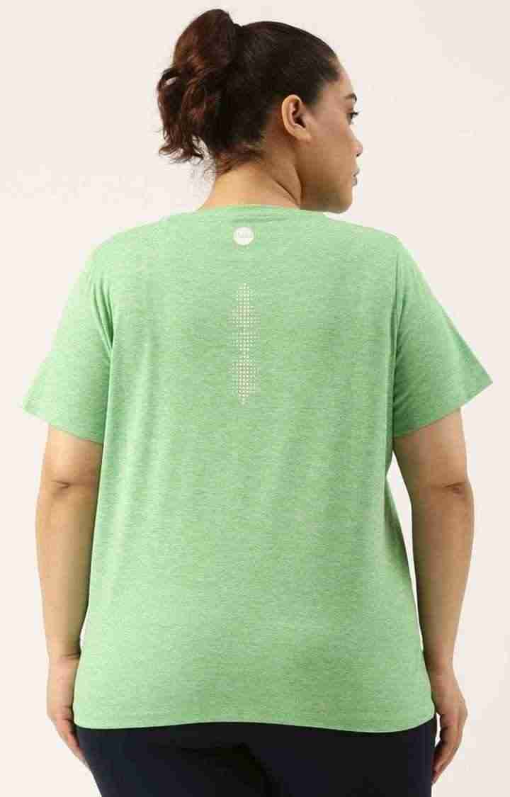 Women's Green Solid Polyester T-Shirts