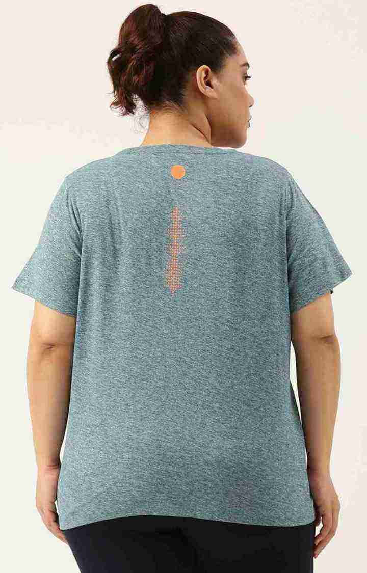 Women's Blue Melange Polyester T-Shirts