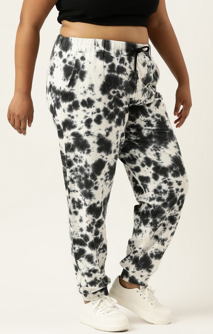 Women's Black Tie Dye Cotton Casual Joggers