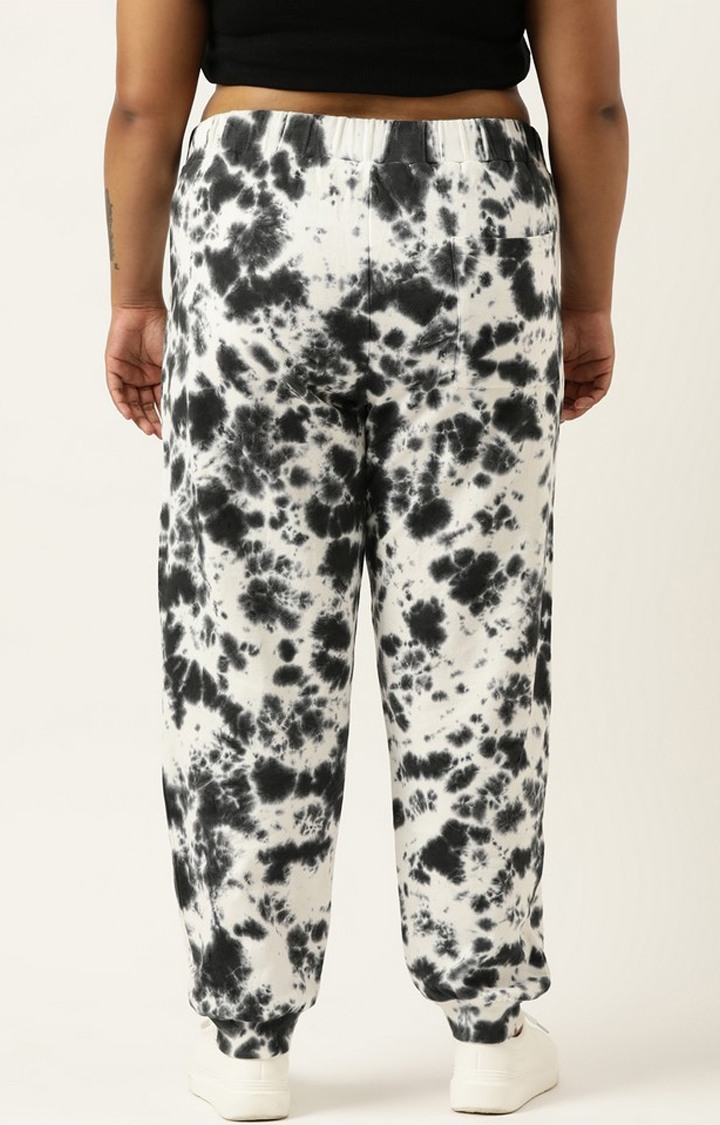 Women's Black Tie Dye Cotton Casual Joggers