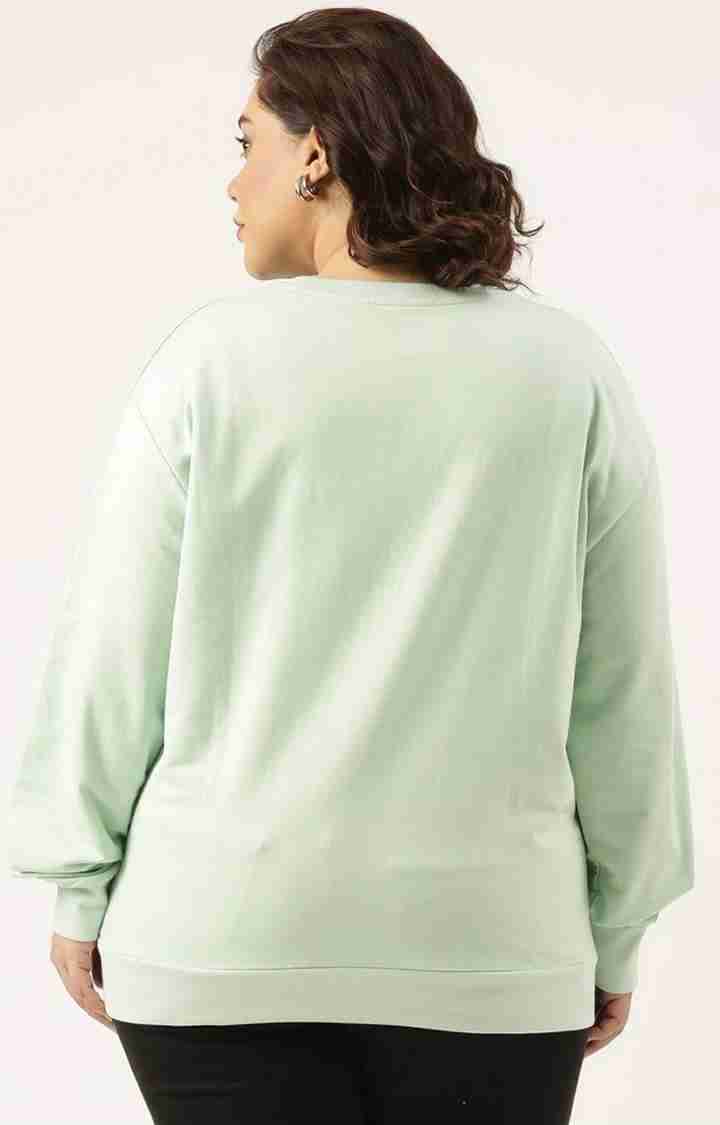 Women's Green Typographic Printed Cotton Sweatshirts