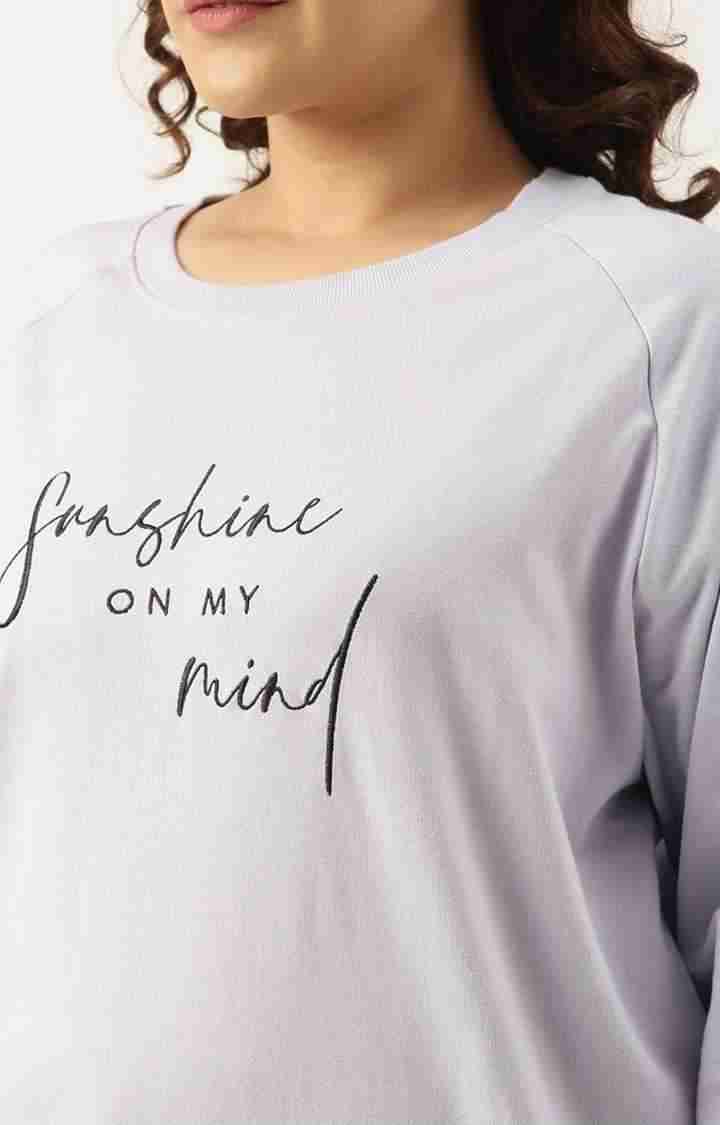 Women's Purple Typographic Printed Cotton Sweatshirts