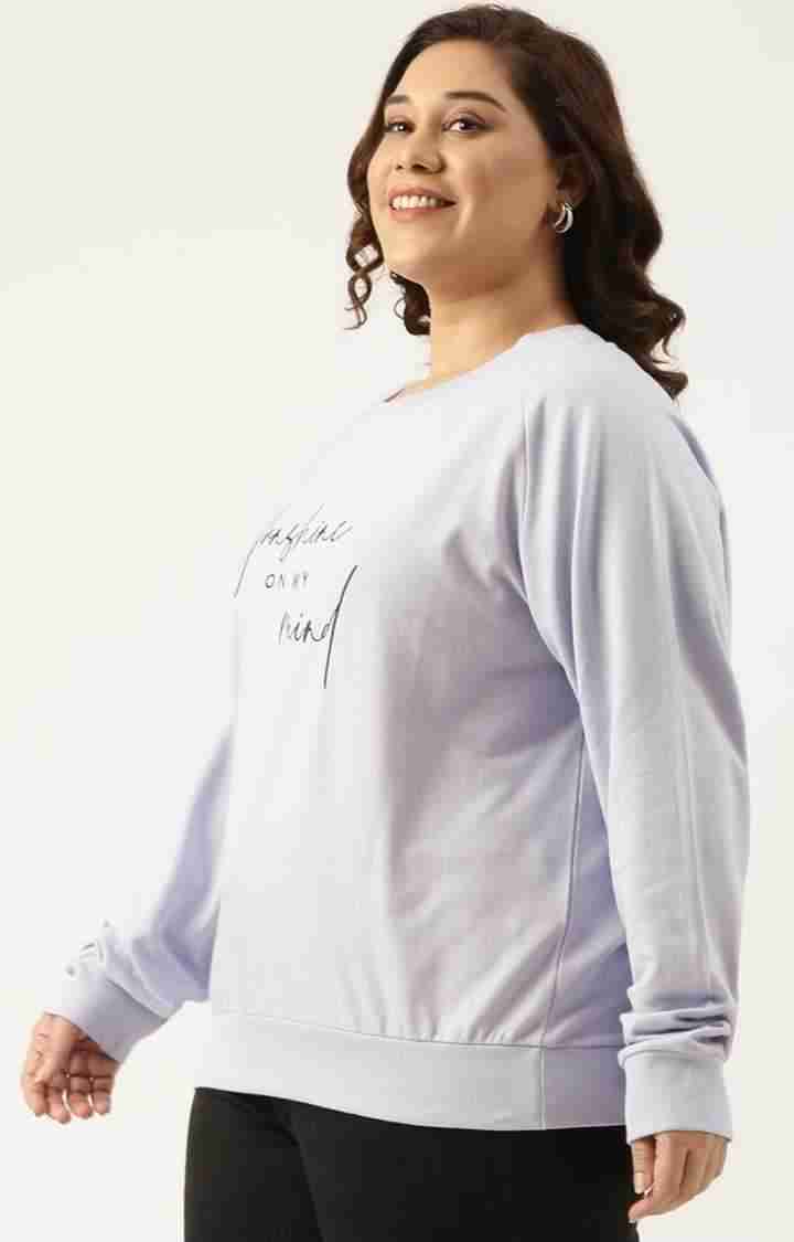 Women's Purple Typographic Printed Cotton Sweatshirts