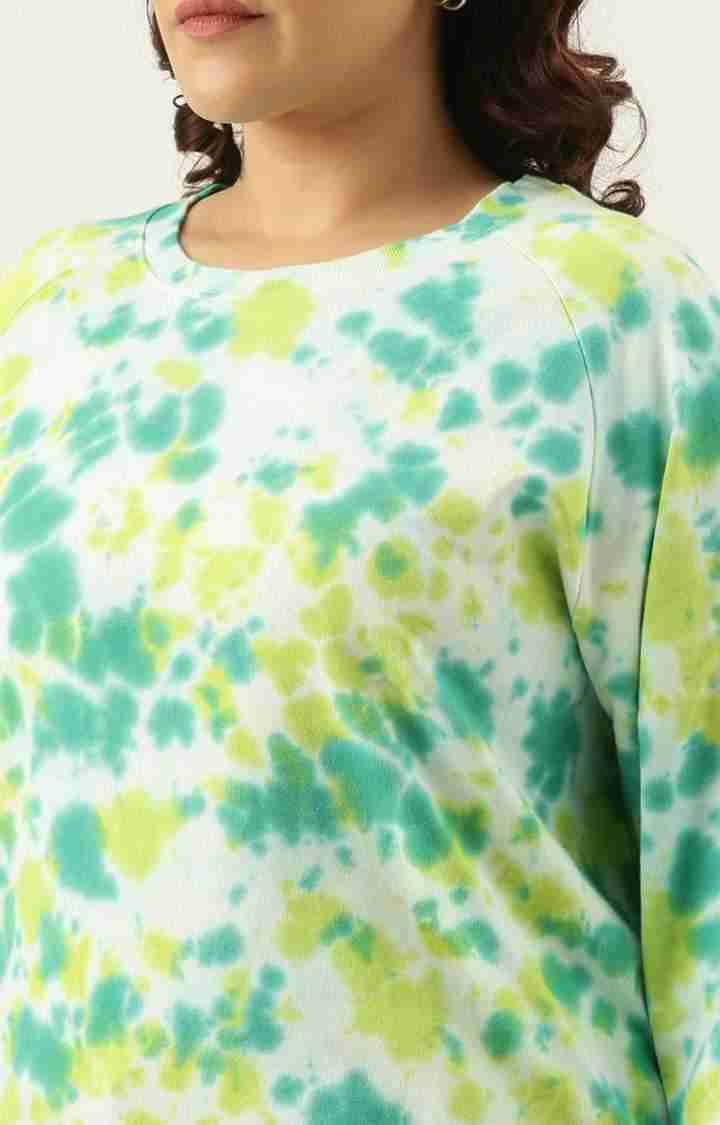 Women's Green Tie Dye Cotton Sweatshirts