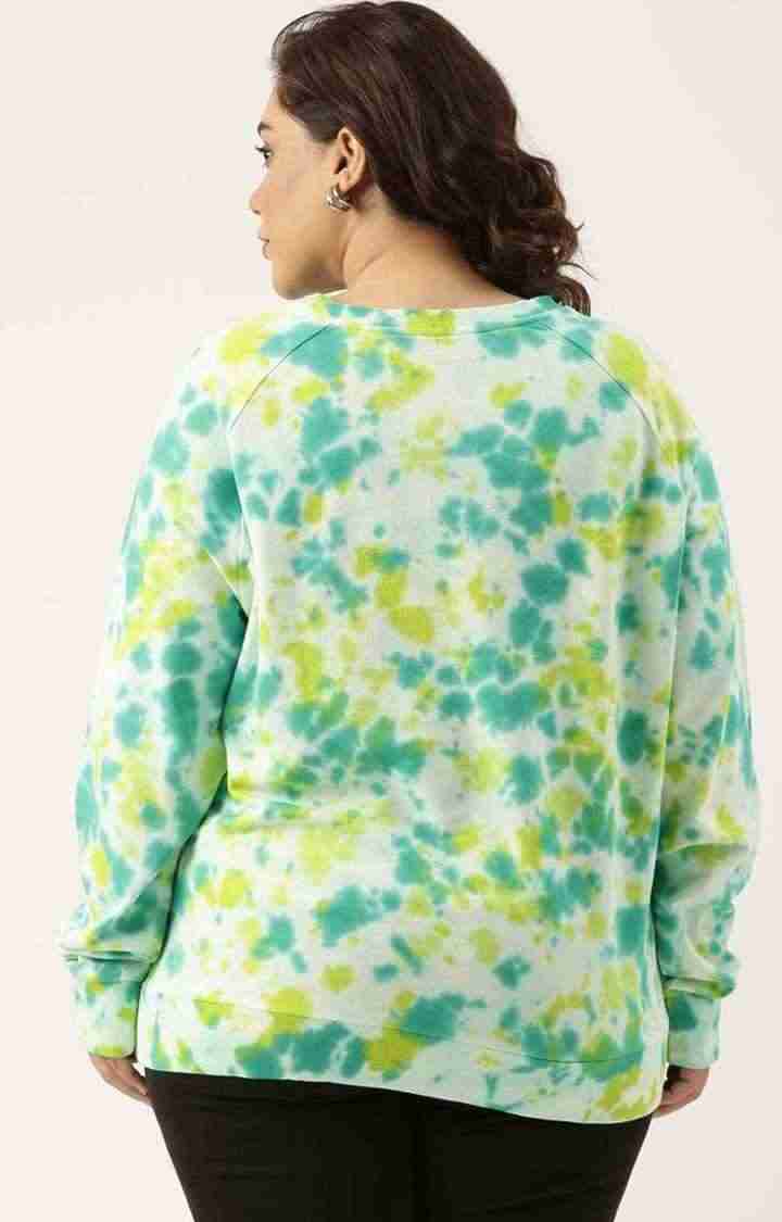 Women's Green Tie Dye Cotton Sweatshirts