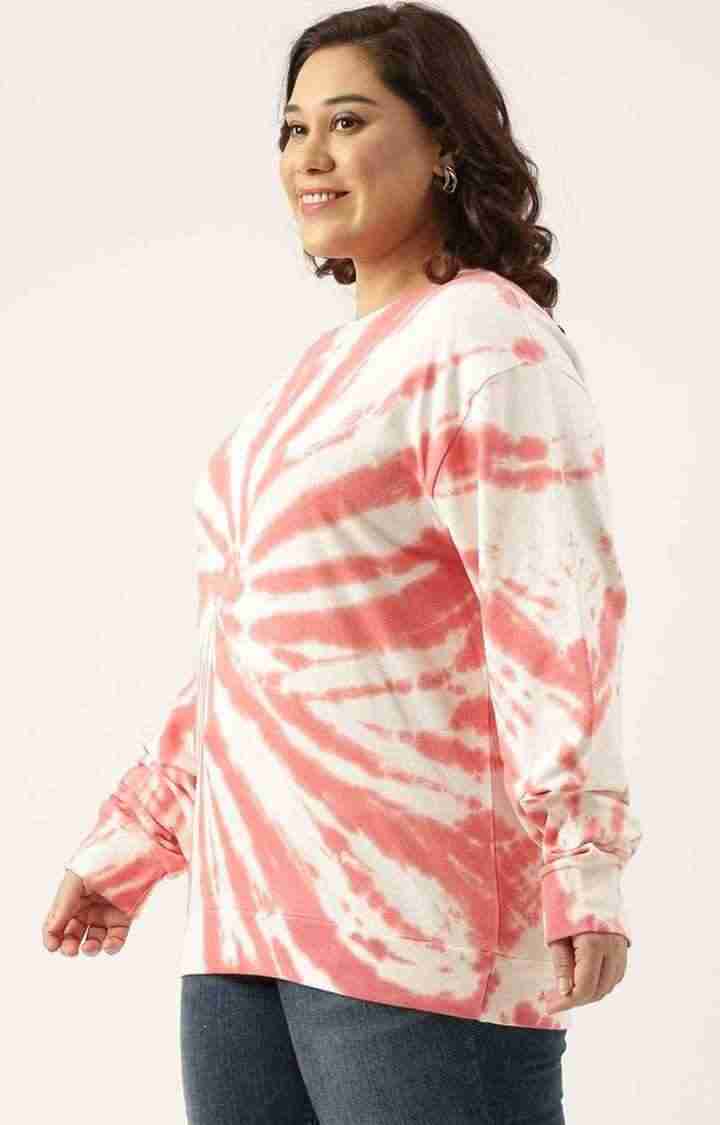 Women's Coral Tie Dye Cotton Sweatshirts
