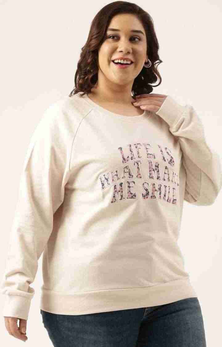 Women's Pink Typographic Printed Cotton Sweatshirts