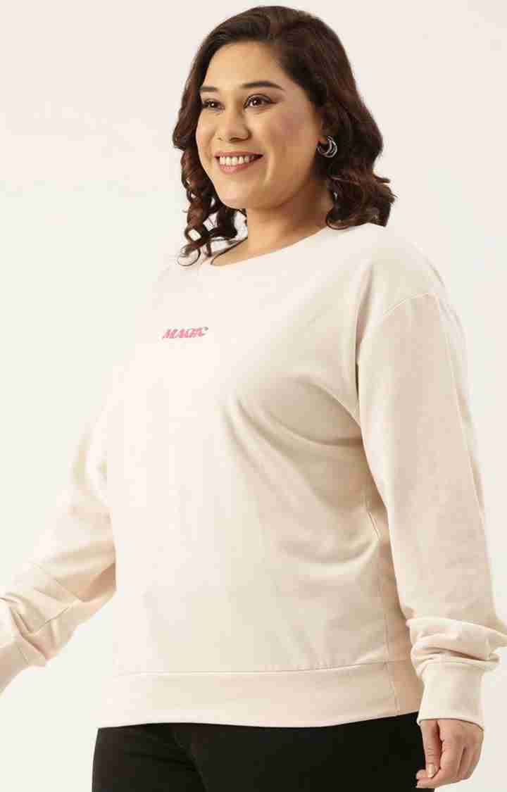 Women's Pink Typographic Printed Cotton Sweatshirts