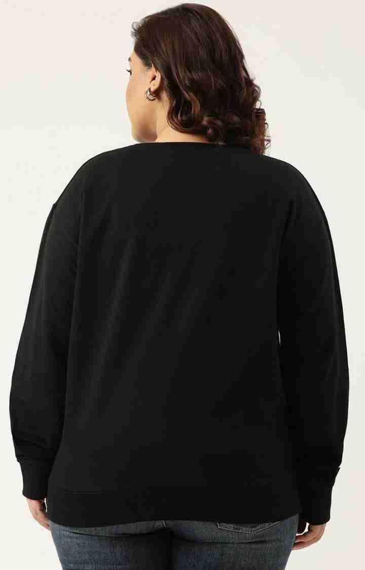 Women's Black Embellished Cotton Sweatshirts