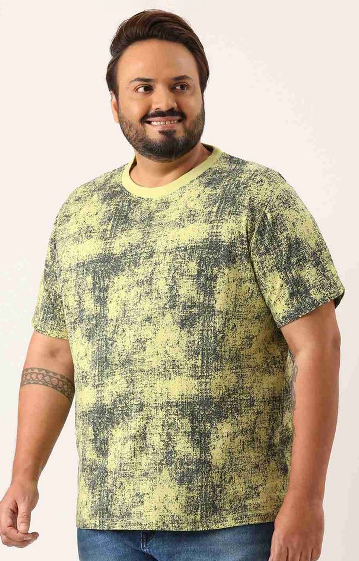All Over Printed Tshirt for Men Regular Length Round Neck Bio Wash Knitted Cotton Melange Fabric