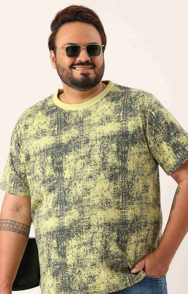 All Over Printed Tshirt for Men Regular Length Round Neck Bio Wash Knitted Cotton Melange Fabric