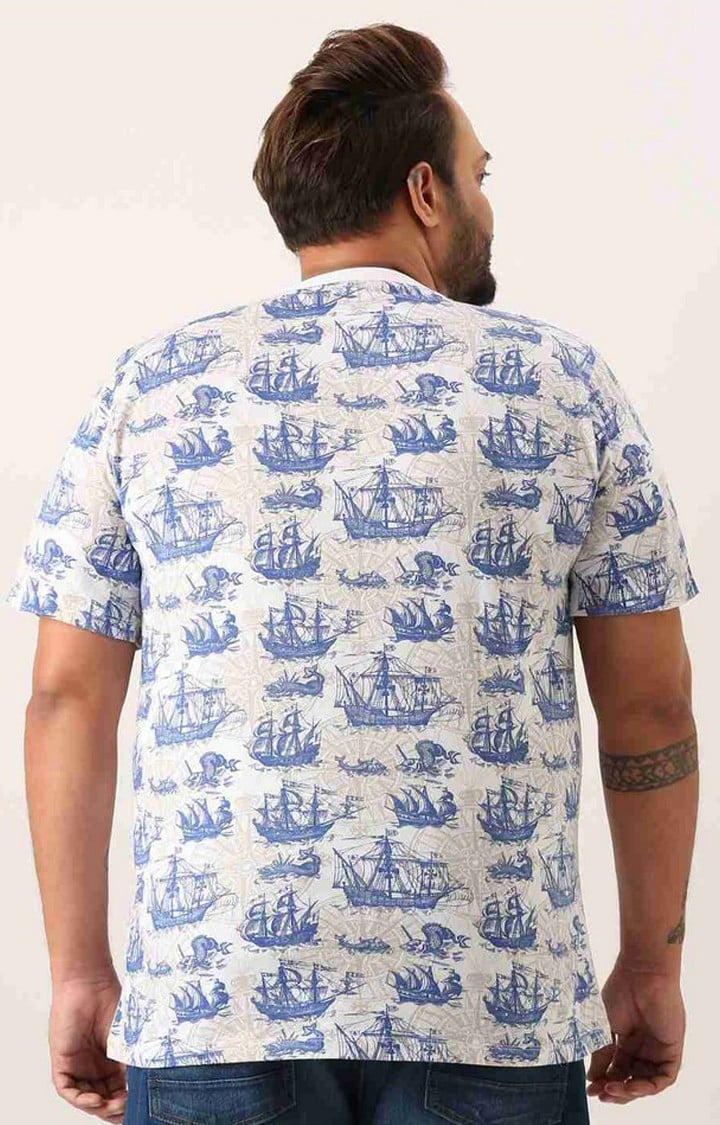 All Over Printed Tshirt for Men Regular Length Round Neck Bio Wash Knitted Cotton Fabric