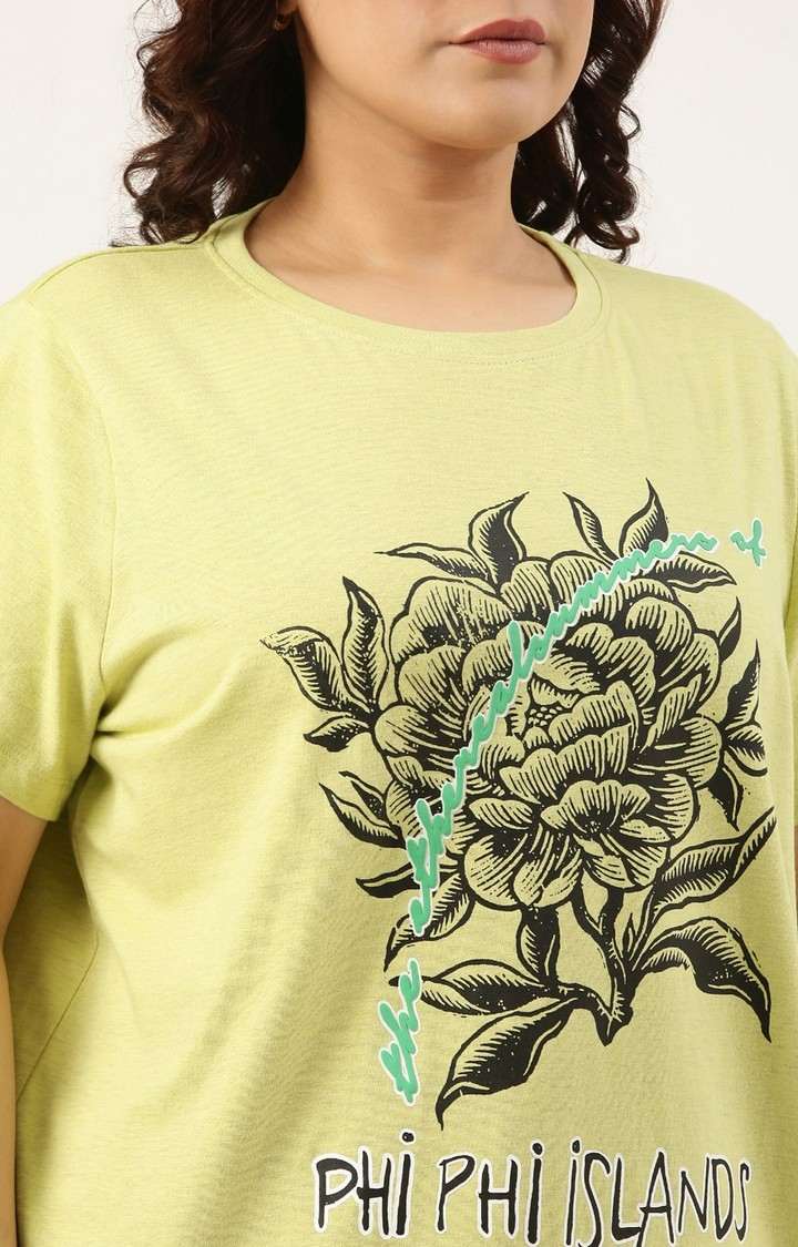 Graphic Printed Tshirt for women Regular Length Round Neck Bio Wash Knitted Cotton Melange Fabric