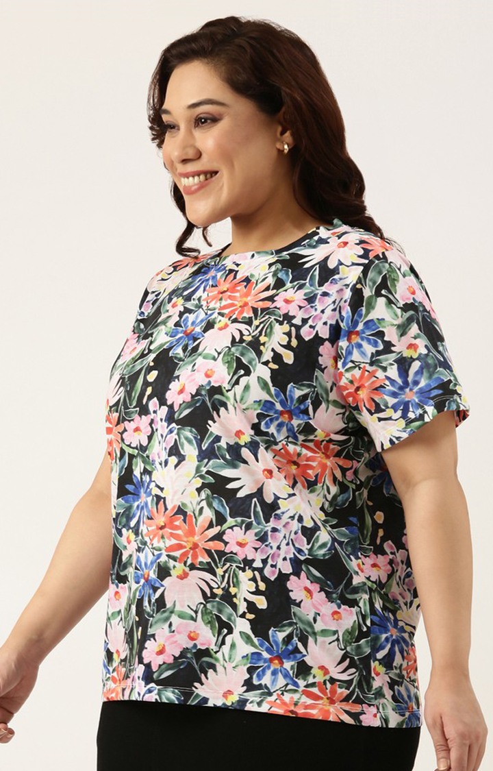 All Over Printed Tshirt for women Regular Length Round Neck Bio Wash Knitted Polyester Fabric