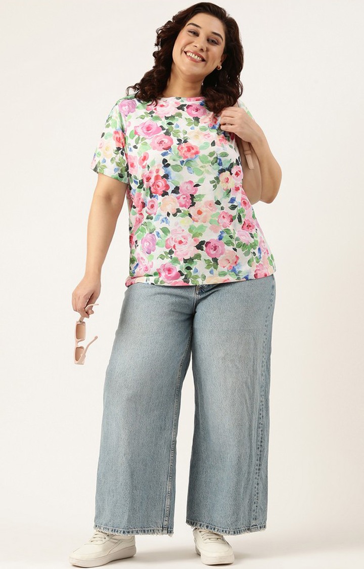 All Over Printed Tshirt for women Regular Length Round Neck Bio Wash Knitted Polyester Fabric