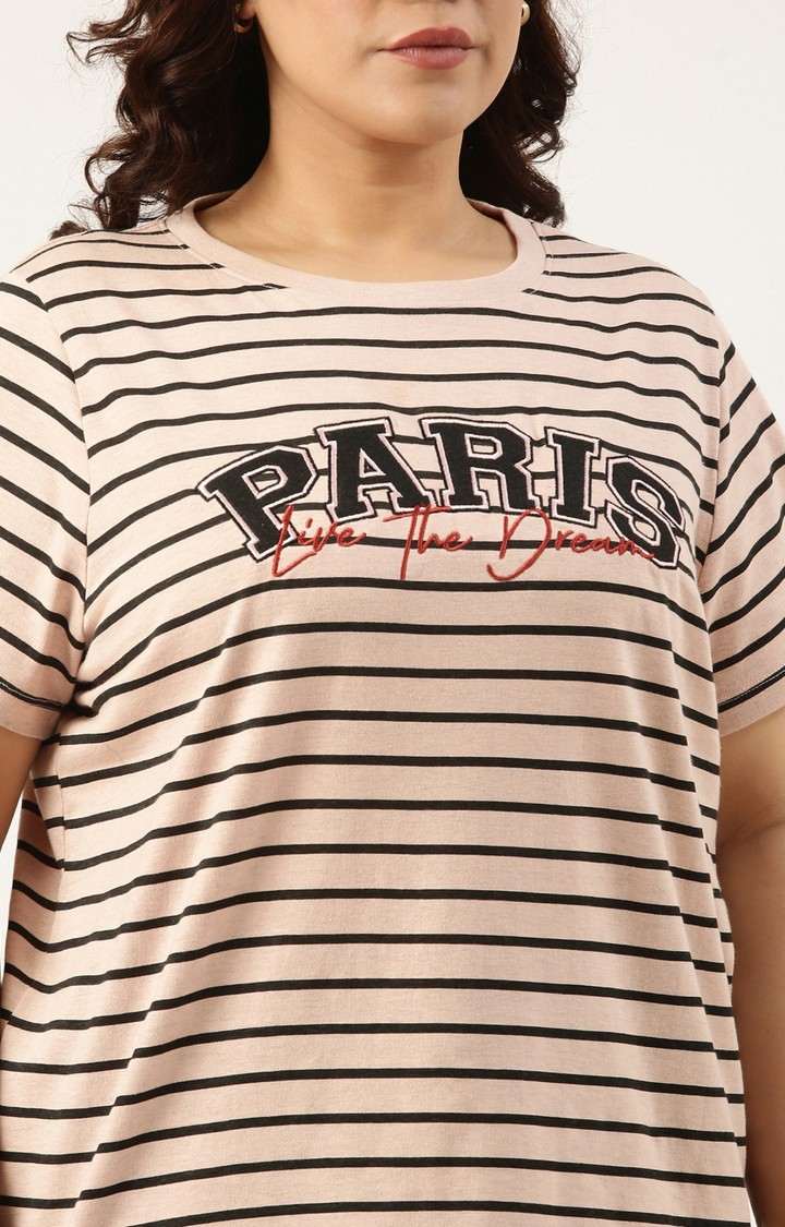 All Over Printed Tshirt for women Embroidered Applique Detail Regular Length Round Neck Bio Wash Knitted Cotton Melange Fabric