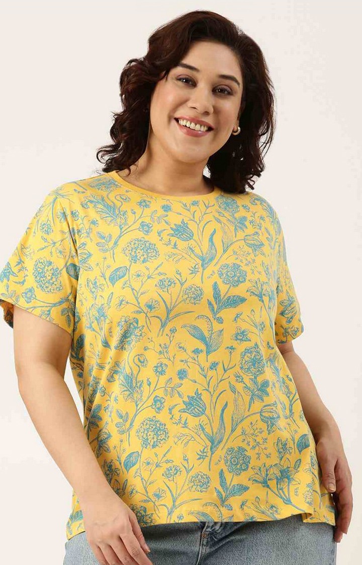 All Over Printed Tshirt for women Regular Length Round Neck Bio Wash Knitted Cotton Fabric