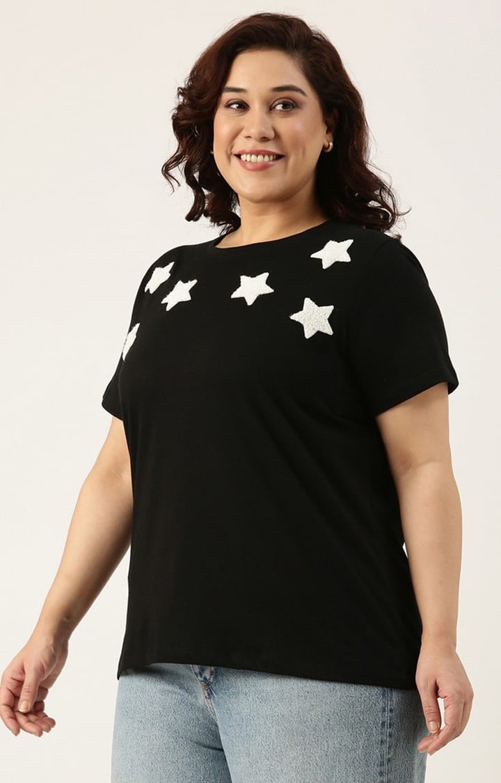Embellished Tshirt for women Regular Length Round Neck Bio Wash Knitted Cotton Fabric