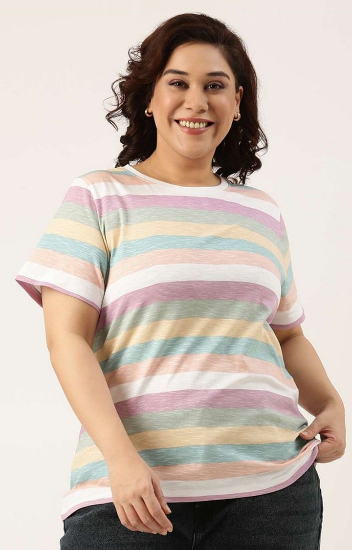 All Over Printed Tshirt for women Regular Length Round Neck Bio Wash Knitted Cotton Fabric