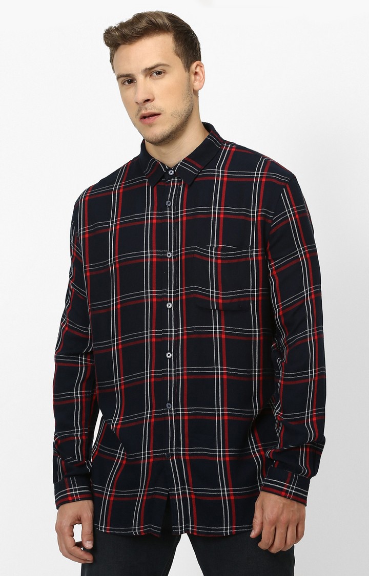 celio | Men's Blue Checked Casual Shirts