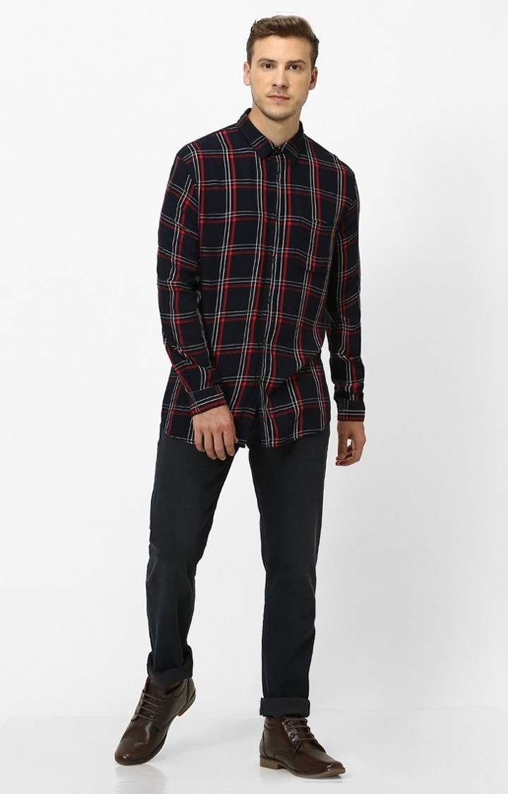 Men's Blue Checked Casual Shirts