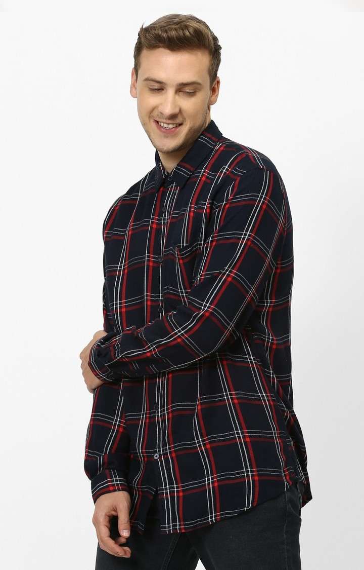 Men's Blue Checked Casual Shirts