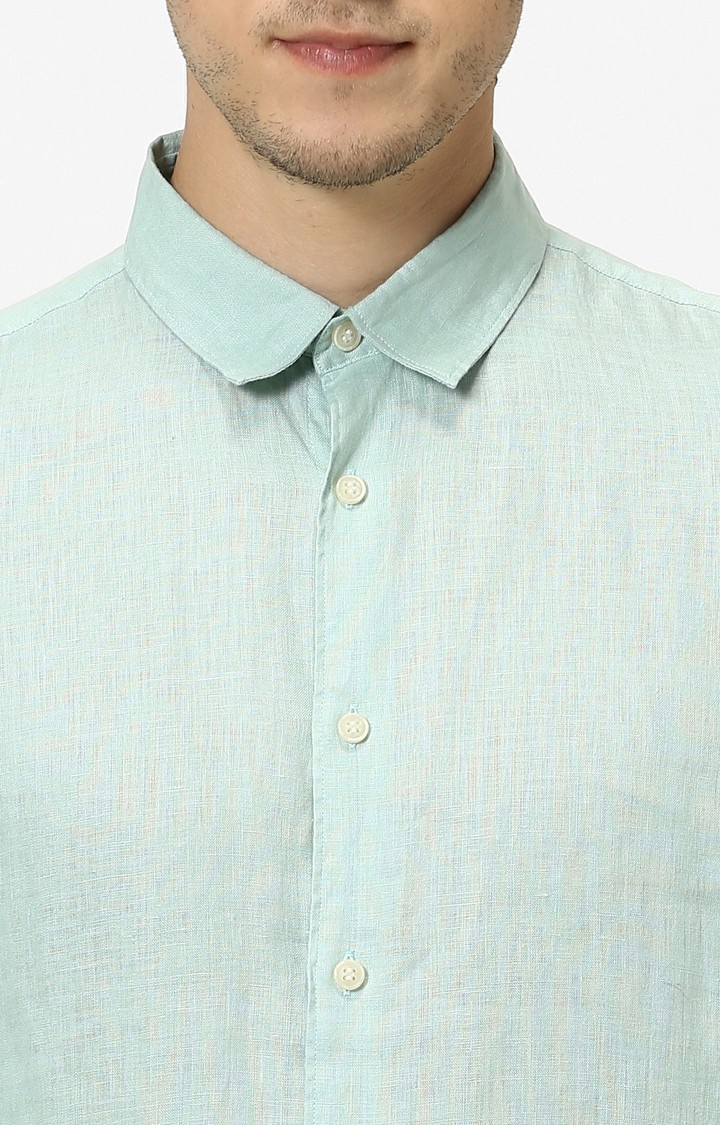 celio | Men's Green Solid Casual Shirts 4