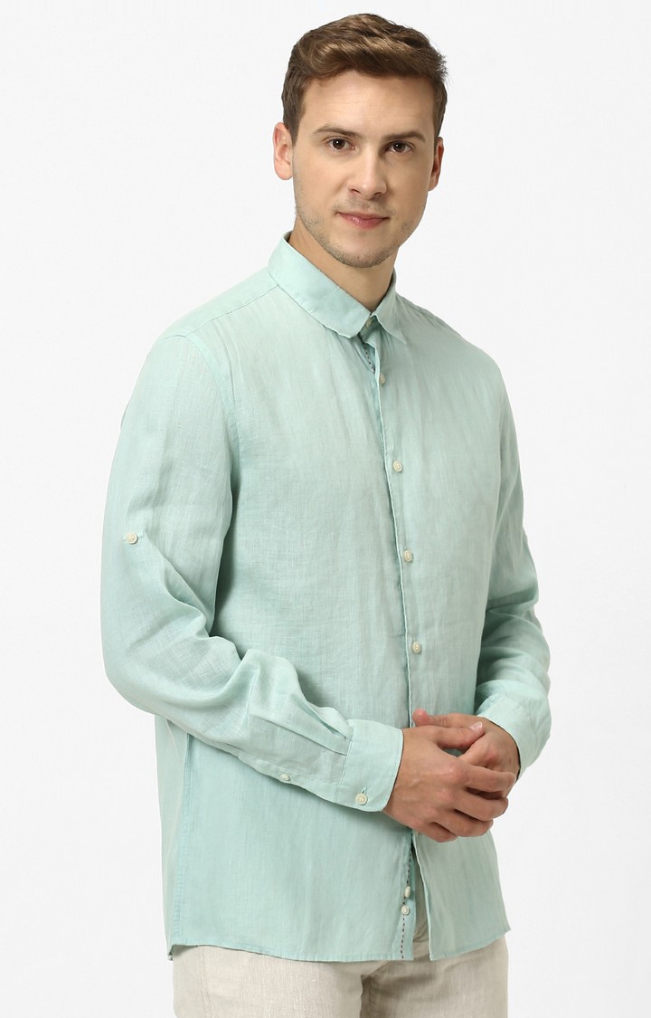 celio | Men's Green Solid Casual Shirts 2