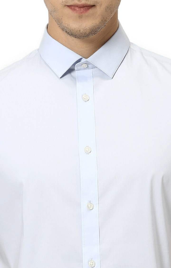 Men's Blue Solid Formal Shirts