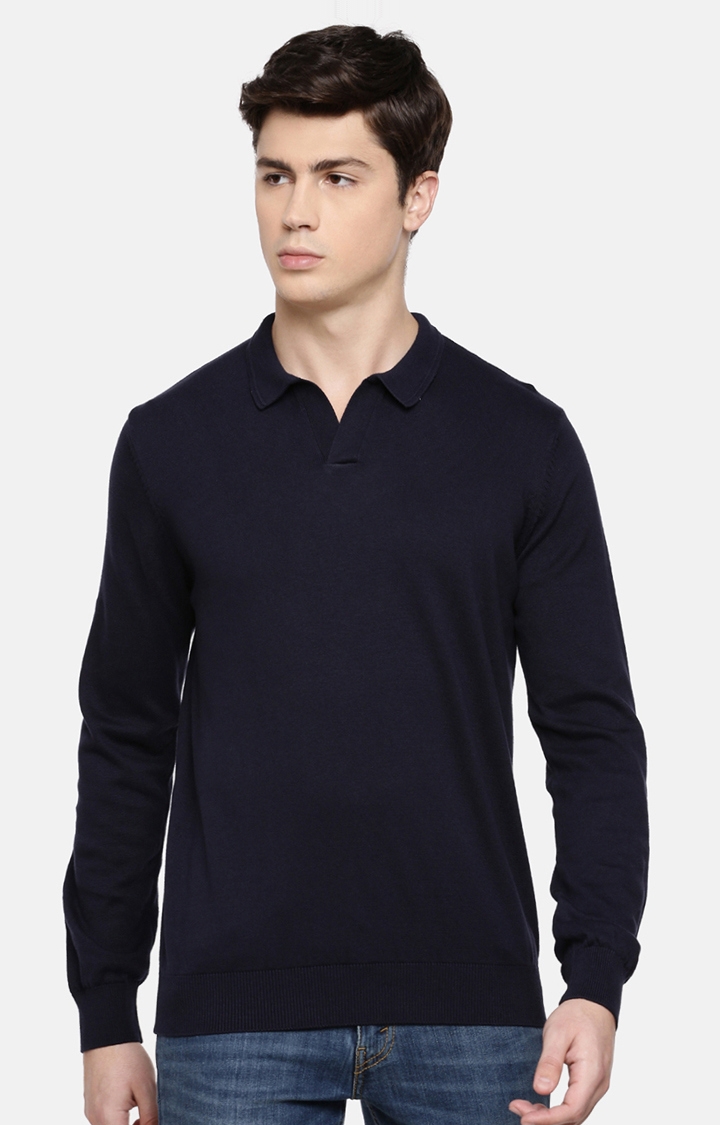 celio | Men's Blue Solid Sweatshirts 0