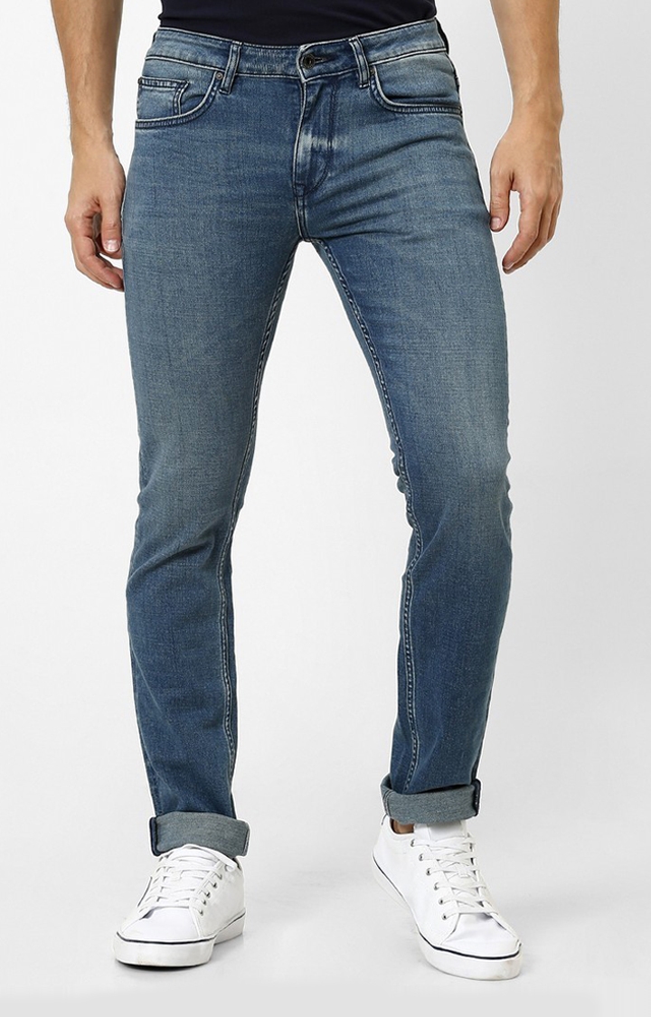 celio | Men's Blue Cotton Blend Solid Slim Jeans 0