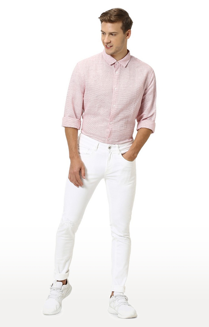 celio | Men's White Cotton Solid Ripped Jeans 1