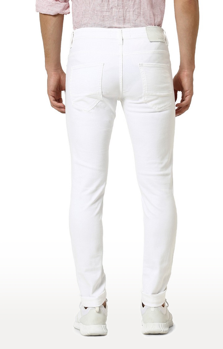 celio | Men's White Cotton Solid Ripped Jeans 3
