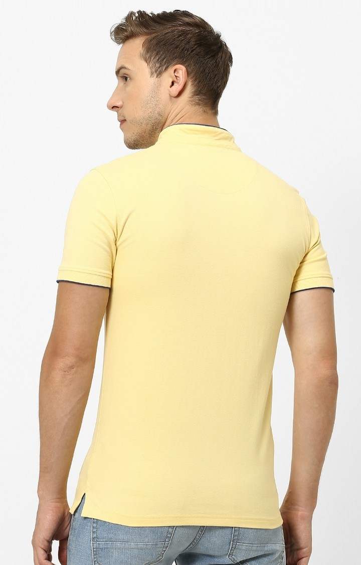 Men's Yellow Solid Regular T-Shirts