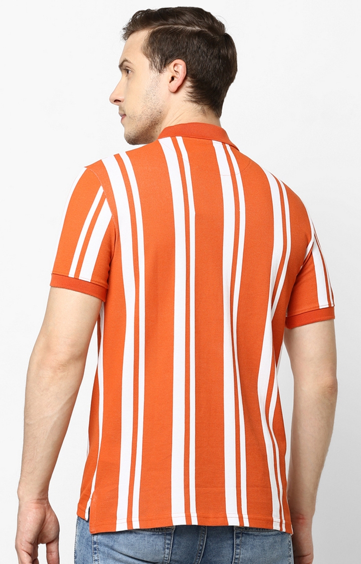 celio | Men's Orange Striped Polos 3