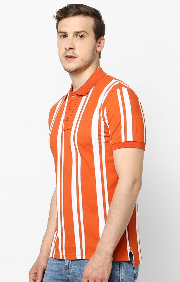celio | Men's Orange Striped Polos 2