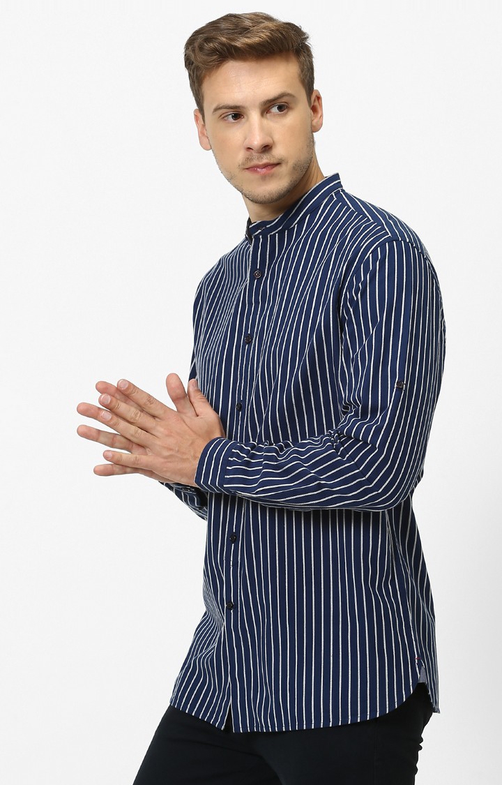 celio | Men's Blue Striped Casual Shirts 2