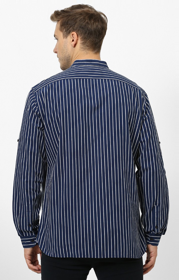 celio | Men's Blue Striped Casual Shirts 3