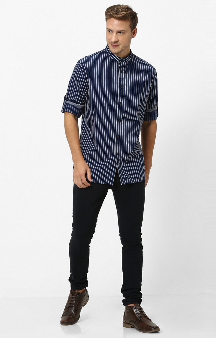 celio | Men's Blue Striped Casual Shirts 1