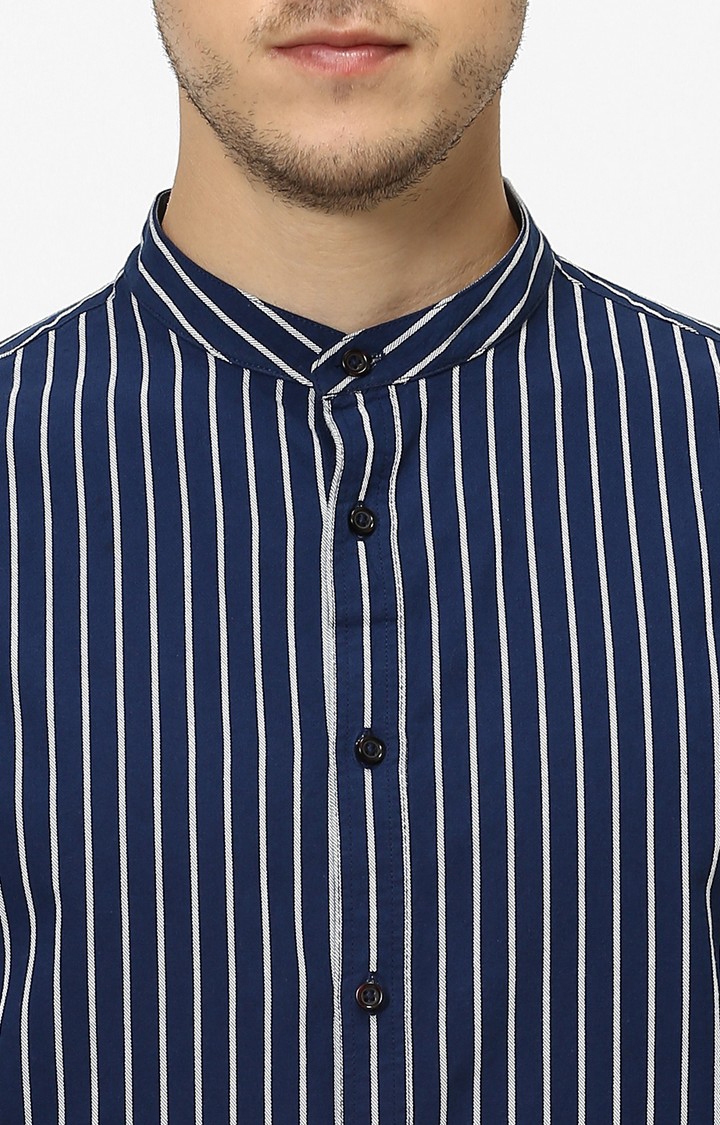 celio | Men's Blue Striped Casual Shirts 4