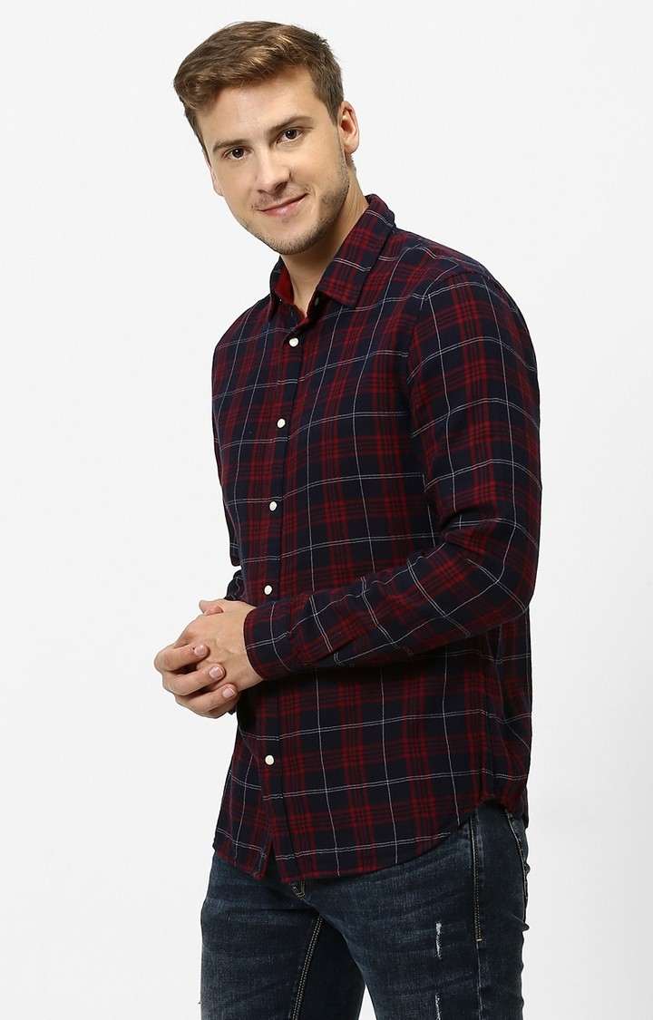 Men's Red Checked Casual Shirts