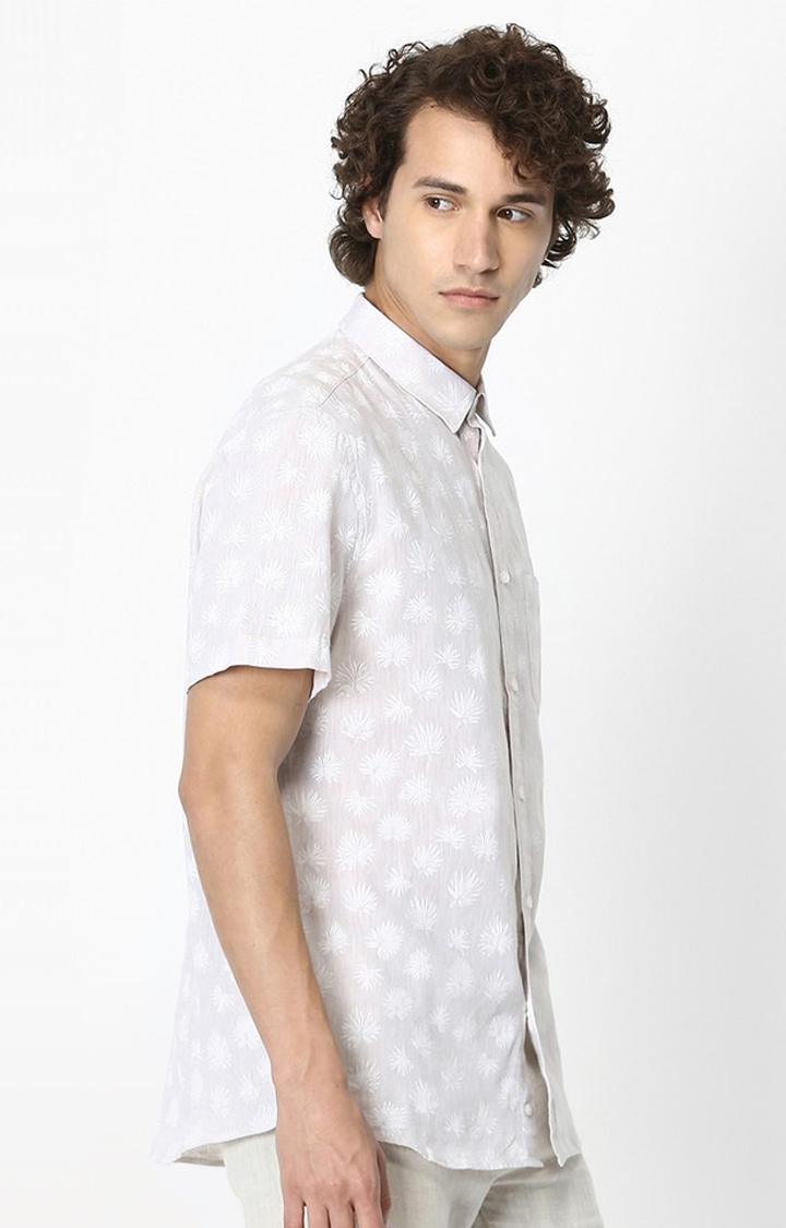 celio | Men's White Printed Casual Shirts 2
