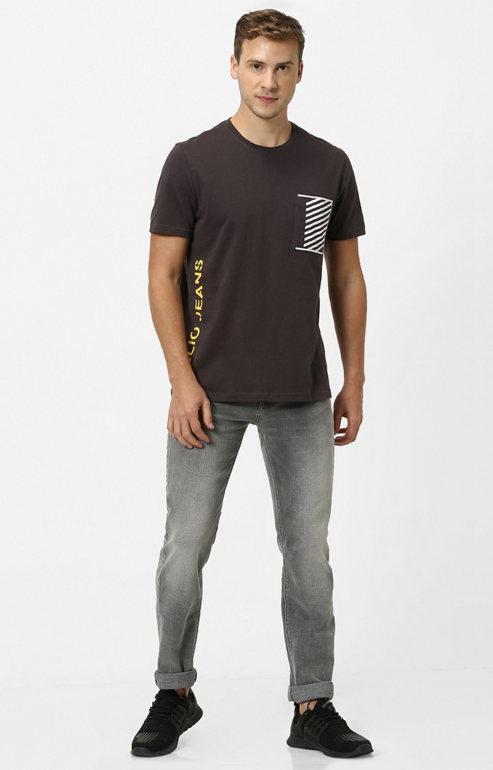 celio | Men's Brown Printed Regular T-Shirts 1