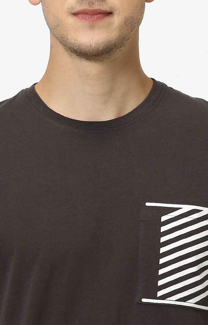 celio | Men's Brown Printed Regular T-Shirts 4