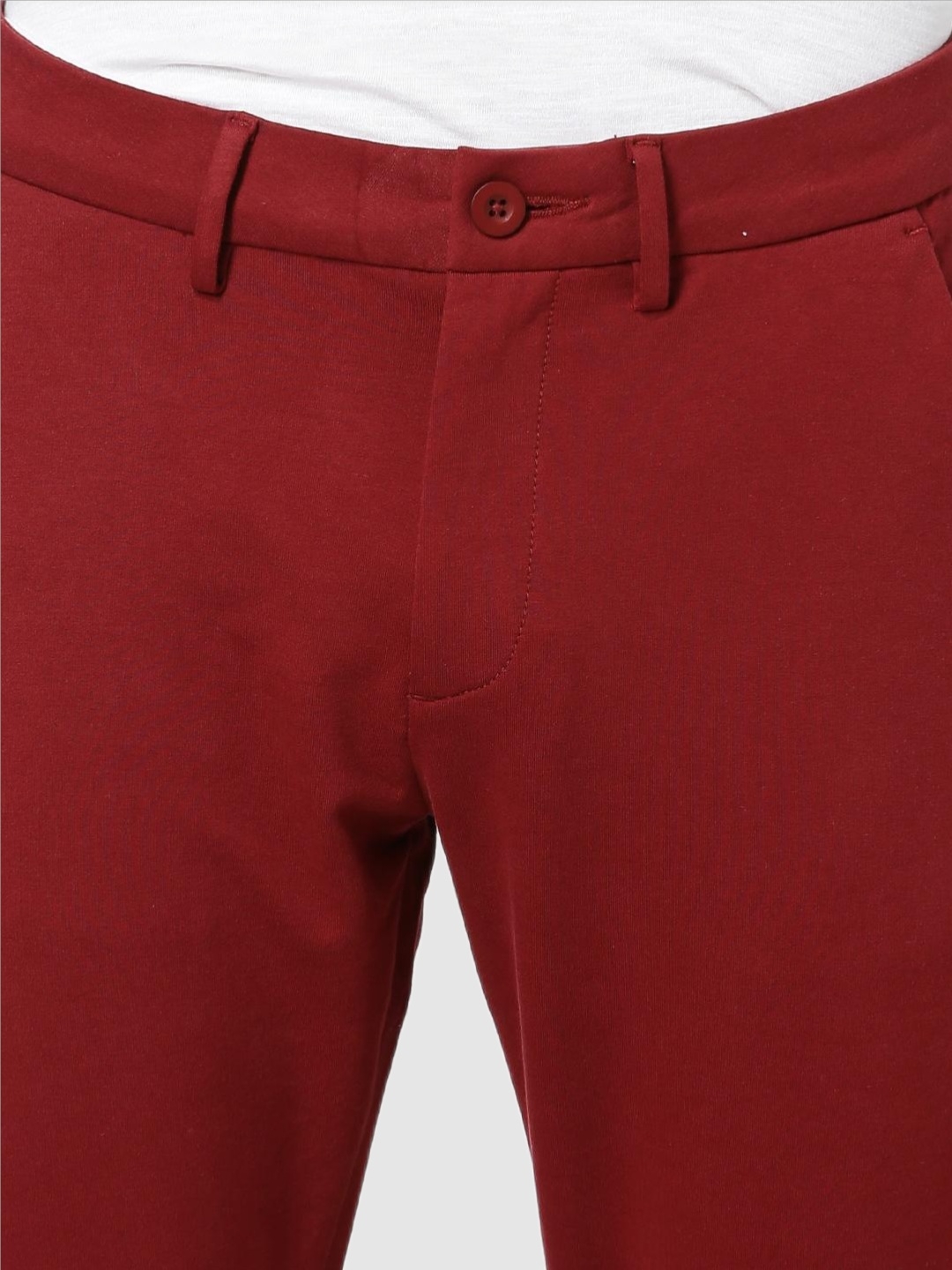 celio | Men's Red Cotton Solid Chinos 3