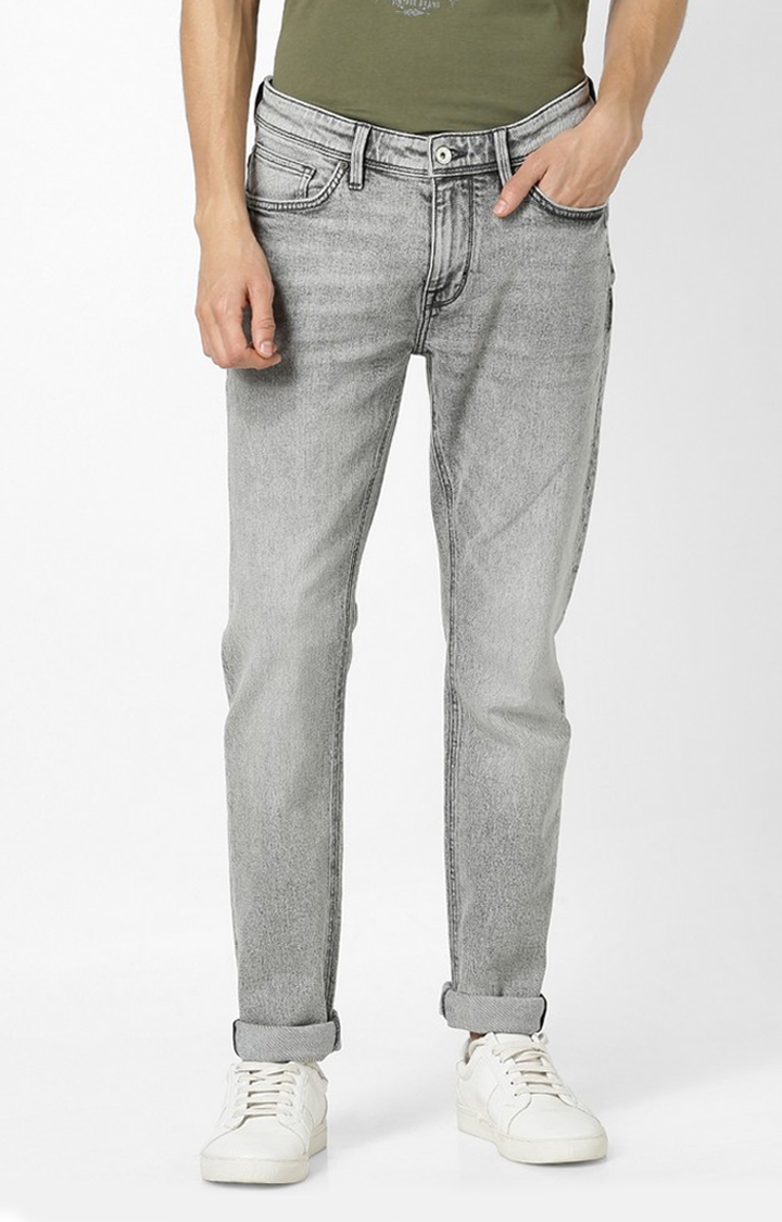 celio | Men's Grey Cotton  Straight Jeans 0