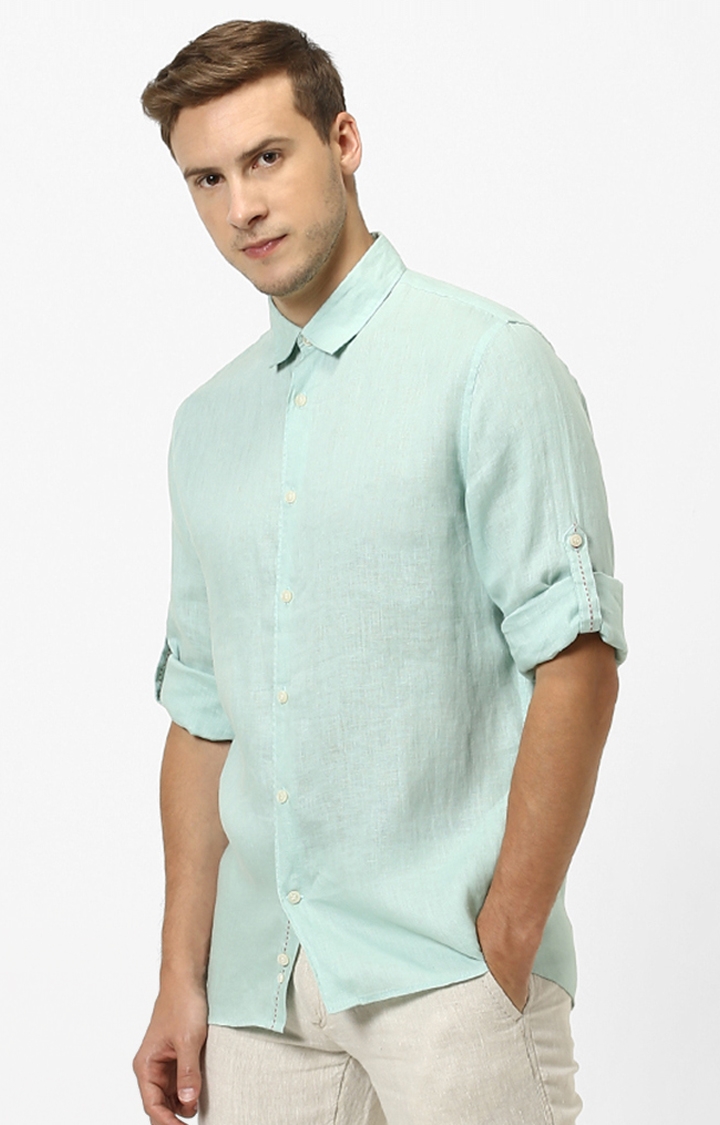 celio | Men's Green Solid Casual Shirts 0