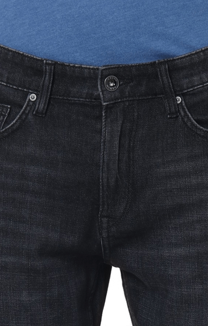 celio | Men's Black Cotton Blend Solid Straight Jeans 3