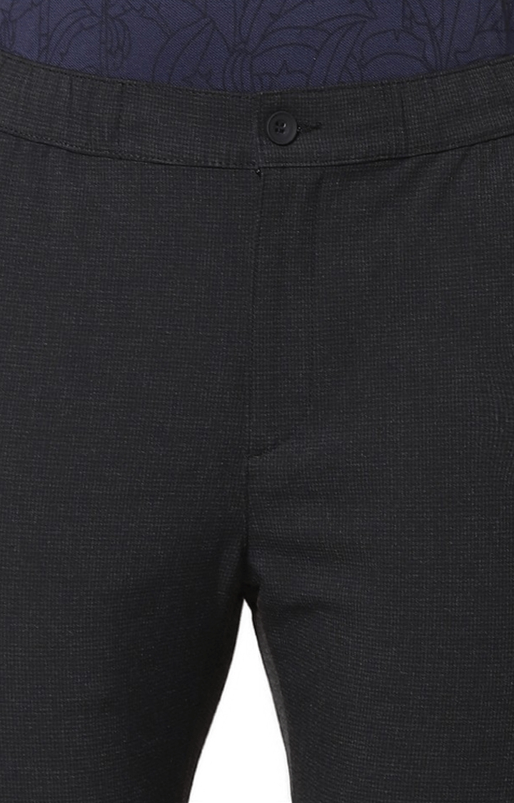 Men's Grey Polycotton Melange Casual Pants